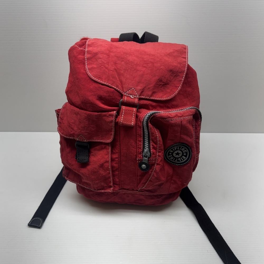 VTG Y2K Kipling Mini Red Backpack Bag With Zip Pockets